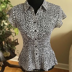 East 5th black and white button down blouse